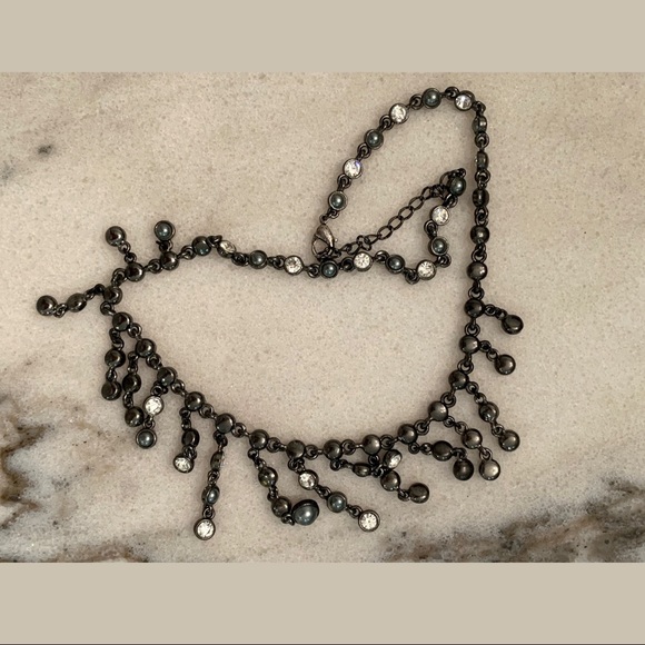 Dangly Diamond Collar Necklace — Adjustable Chain - Picture 6 of 7